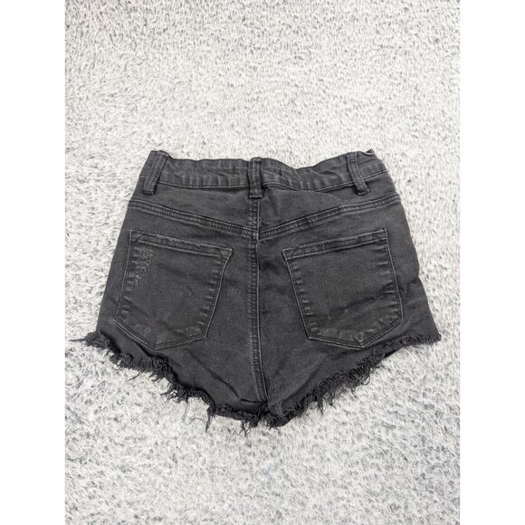 Kancan Shorts Womens 3 Black Denim Distressed Normcore Casual Stretch High Rise - Picture 1 of 9